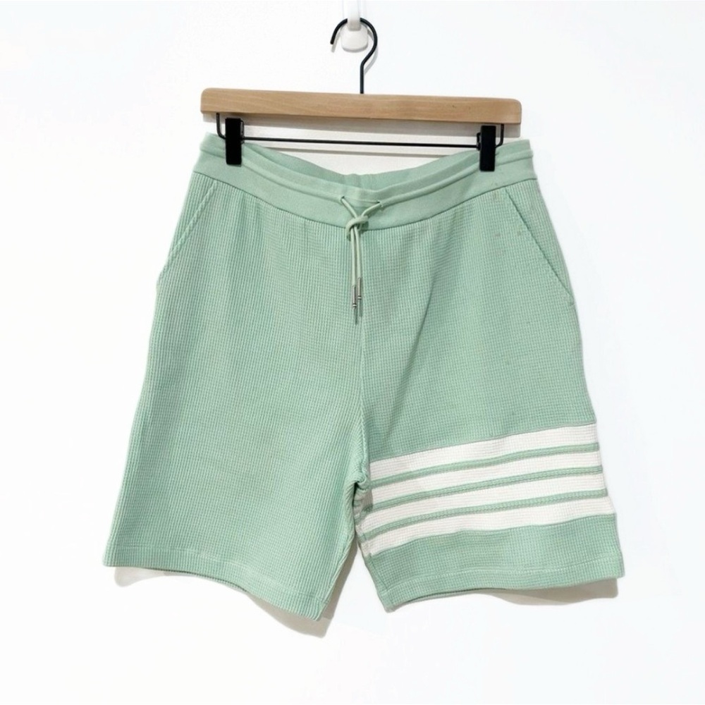 NWT Thom Browne Waffle 4 Bar Striped Mint Green Drawstring Shorts size 46/US XL